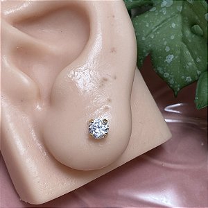 Brinco Segundo Furo Zircônia Quadrada 4mm Semijoia Ouro