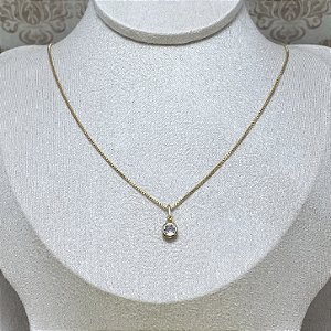 Conjunto Zircônia Redonda P Semijoia Ouro