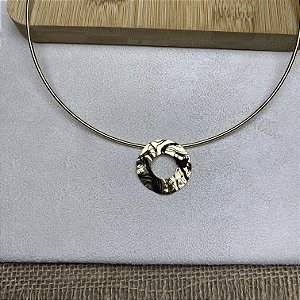 Colar Aro Pingente Redondo Semijoia Ouro