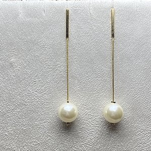 Brinco Pérola Pendente Semijoia Ouro