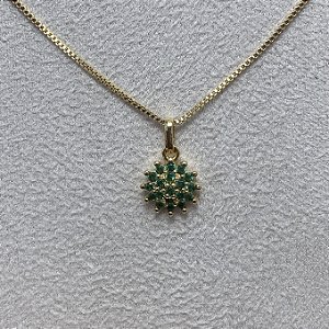 Colar Pavê Esmeralda Semijoia Ouro