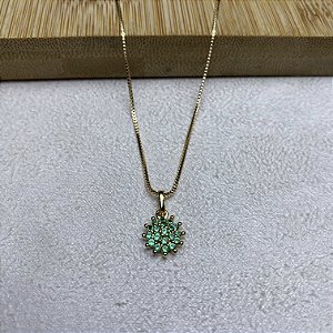 Colar Pavê Esmeralda Semijoia Ouro