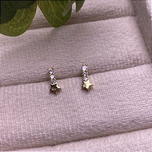 Brinco Estrela 2 Zircônias Semijoia Ouro