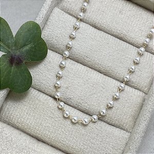 Colar Choker Perolinhas Semijoia Ouro