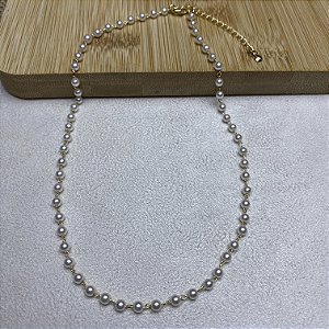Colar Choker Perolinhas Semijoia Ouro