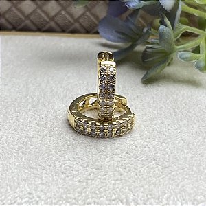 Brinco Argolinha Crav Verso Coração M Semijoia Ouro