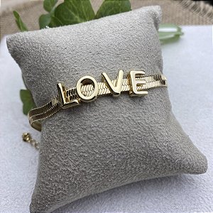 Pulseira Love Fita Semijoia Ouro