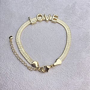 Pulseira Love Fita Semijoia Ouro