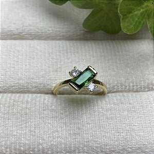 Anel Silene Esmeralda Semijoia Ouro