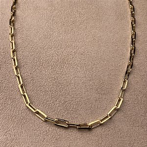 Colar Elos Quadrados 45 Semijoia Ouro