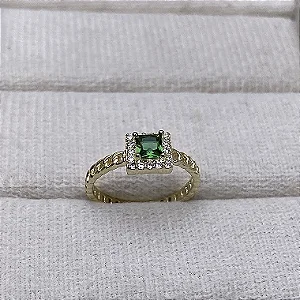 Anel Sara Verde Semijoia Ouro