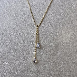 Colar Gravatinha 2 Gotas Semijoia Ouro