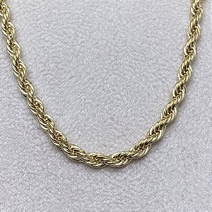 Cordão Baiano 45cm Semijoia Ouro