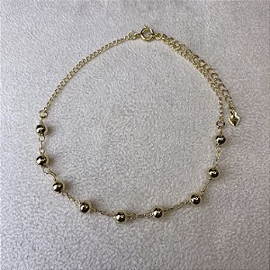 Tornozeleira 9 Bolinhas Semijoia Ouro