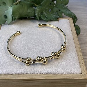 Bracelete Bolinhas Semijoia Ouro