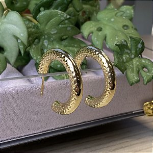 Brinco Meia Argola Cristiana Semijoia Ouro