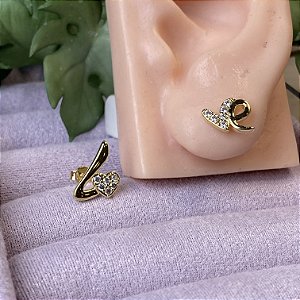 Brinco Love Semijoia Ouro