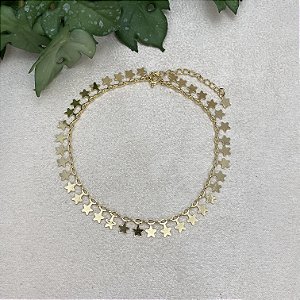 Tornozeleira Estrelas Semijoia Ouro