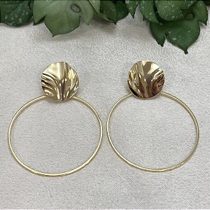 Brinco Orgânico 2 Círculos Semijoia Ouro