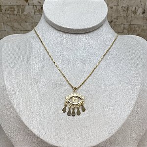 Colar Olho Vazado com Franja Semijoia Ouro