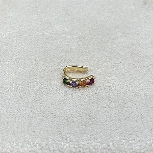 Brinco Falso Piercing 4 Zircônias Coloridas- Unidade