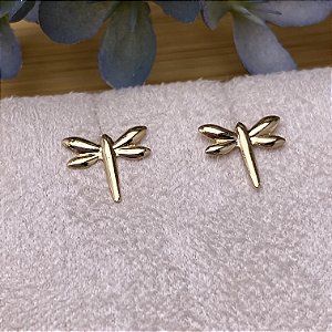 Brinco Mini Libélula Semijoia Ouro