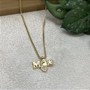 Colar Mãe com Coração Semijoia Ouro