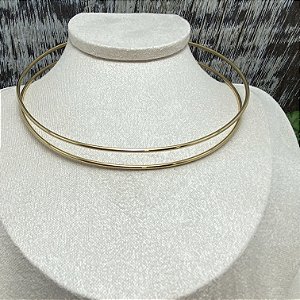 Colar de Aro Liso Duplo Semijoia Ouro