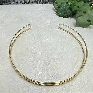 Colar de Aro Liso Duplo Semijoia Ouro