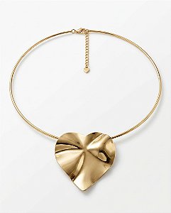 Colar de Aro Coração Orgânico Semijoia Ouro