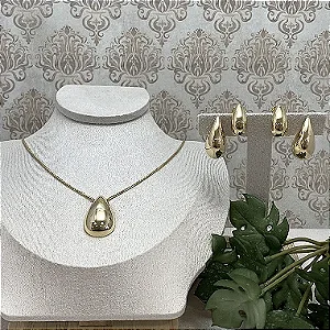 Colar Gota Lisa Semijoia Ouro