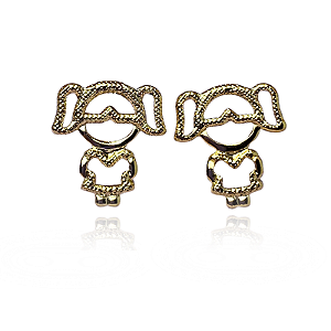 Brinco Menina Semijoia Ouro