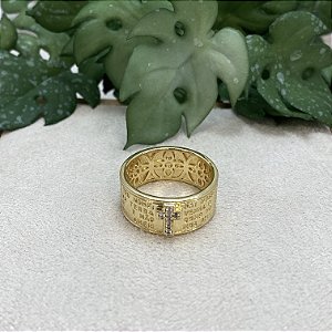 Anel Pai Nosso Semijoia Ouro