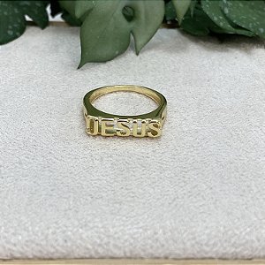 Anel Jesus Semijoia Ouro