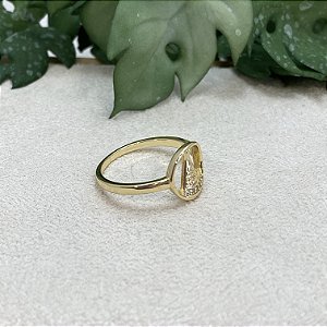 Anel Nossa Senhora Moldura Lisa Semijoia Ouro