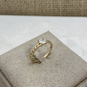 Anel Meia Corrente Cristal Semijoia Ouro