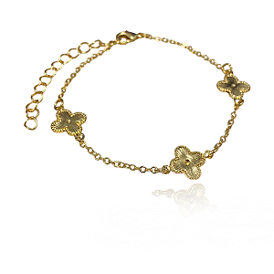 Pulseira 3 Trevinhos Semijoia Ouro