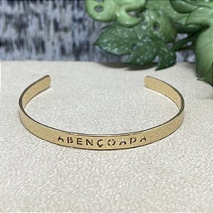 Bracelete Reto Abençoada Semijoia Ouro