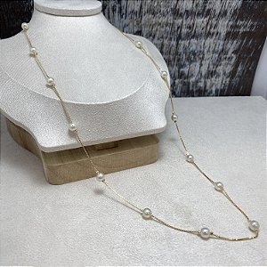 Colar Pérolas 60 cm Semijioa Ouro