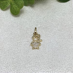 Pingente Menina Bia Semijoia Ouro