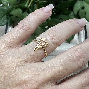 Anel Nossa Senhora Vazado Semijoia Ouro