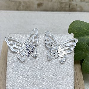 Brinco Borboleta Vazada Semijoia Prata