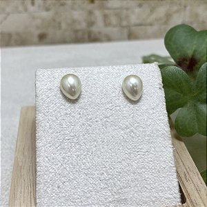 Brinco Pérola Gota M Semijoia Prata