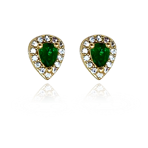 Brinco Kate Esmeralda Semijoia Ouro