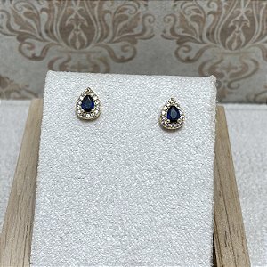 Brinco Kate Safira Semijoia Ouro