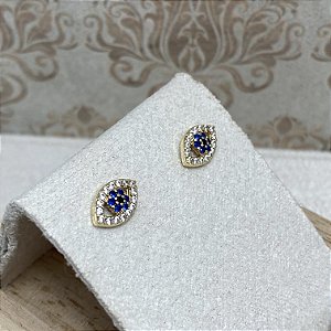 Brinco Olho Grego Luxo Semijoia Ouro