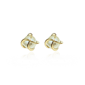 Brinco Pérola Cápsula Semijoia Ouro