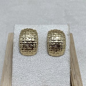 Brinco Chapa Martelada Semijoia Ouro