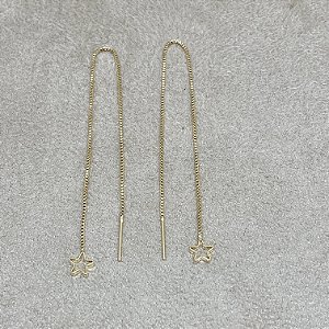 Brinco Fio Estrela Semijoia Ouro