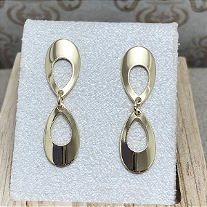 Brinco 2 Gotas Opostas Semijoia Ouro